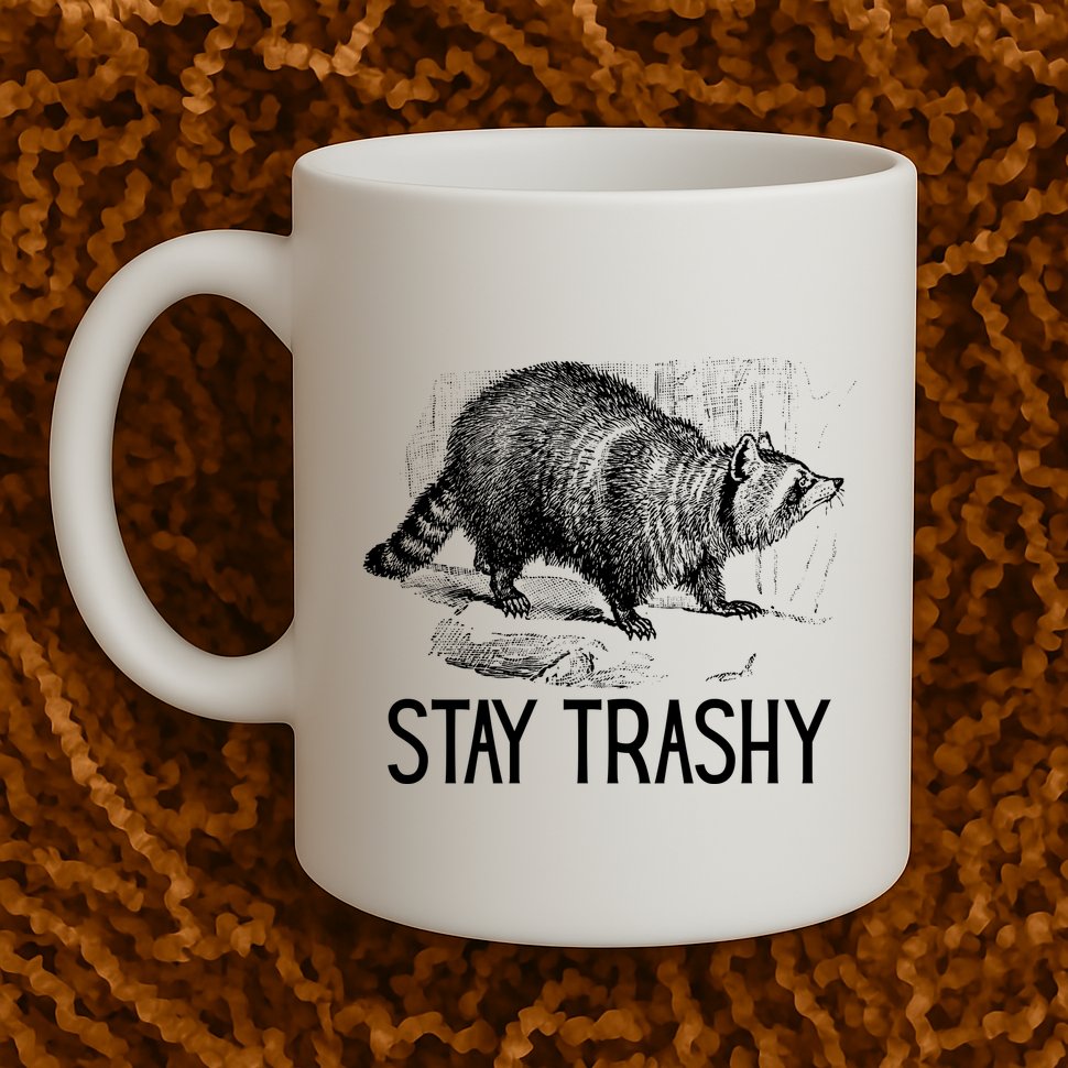 Stay Trashy Raccoon Funny Meme Mug