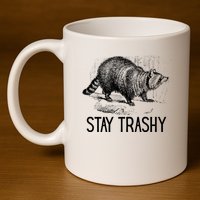 Stay Trashy Raccoon Funny Meme 11oz C Handle Ceramic Mug