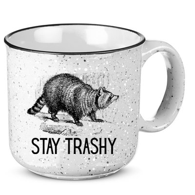 Stay Trashy Raccoon Funny Meme 15oz Campfire Ceramic Mug