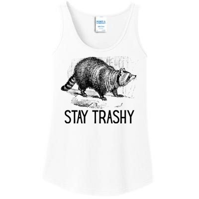 Stay Trashy Raccoon Funny Meme Ladies Essential Tank