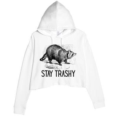 Stay Trashy Raccoon Funny Meme Crop Fleece Hoodie