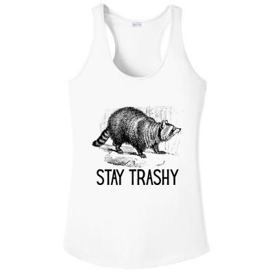Stay Trashy Raccoon Funny Meme Ladies PosiCharge Competitor Racerback Tank