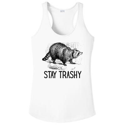 Stay Trashy Raccoon Funny Meme Ladies PosiCharge Competitor Racerback Tank