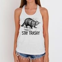 Stay Trashy Raccoon Funny Meme Women's Knotted Racerback Tank