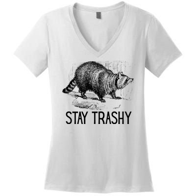 Stay Trashy Raccoon Funny Meme Women's V-Neck T-Shirt