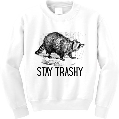 Stay Trashy Raccoon Funny Meme Kids Sweatshirt