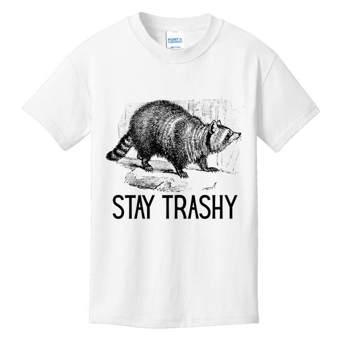 Stay Trashy Raccoon Funny Meme Kids T-Shirt