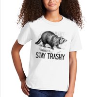 Stay Trashy Raccoon Funny Meme Kids T-Shirt