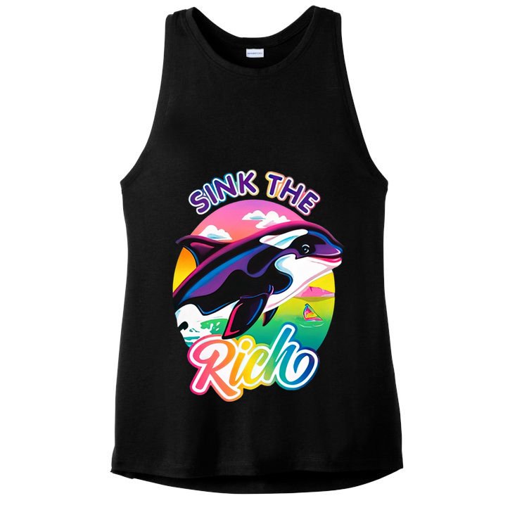 Sink The Rich Gladys Killer Whale The Yacht Sinking Orca Rainbow Ladies PosiCharge Tri-Blend Wicking Tank
