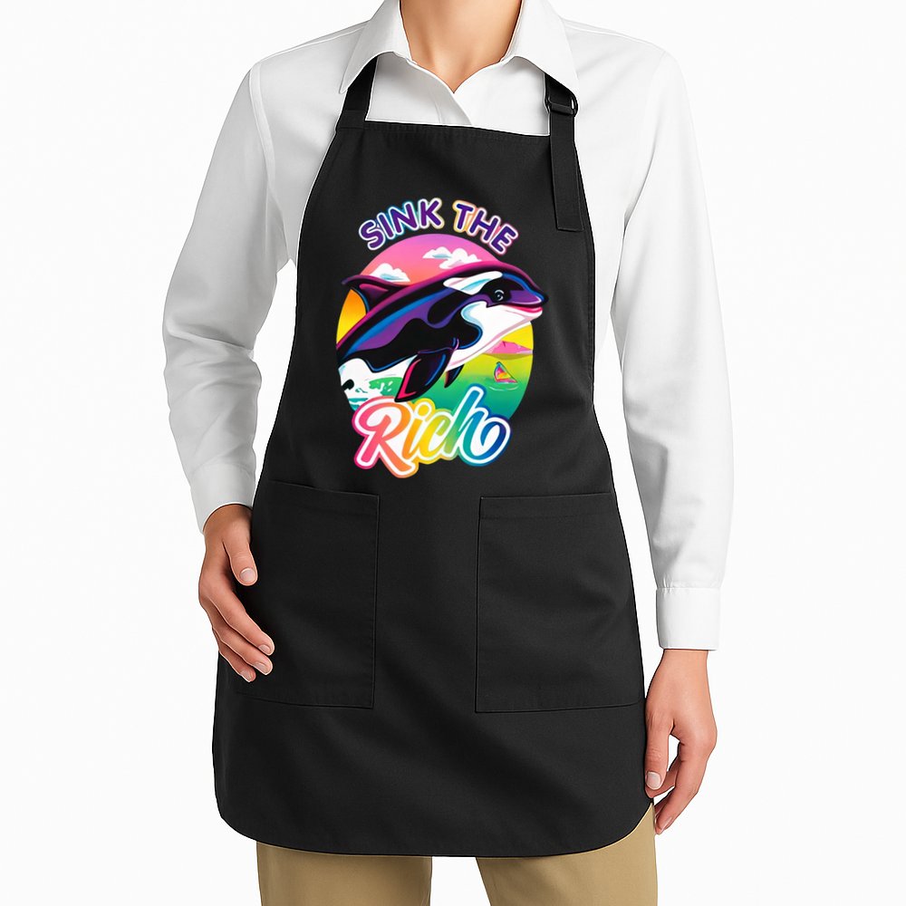 Sink The Rich Gladys Killer Whale The Yacht Sinking Orca Rainbow Apron