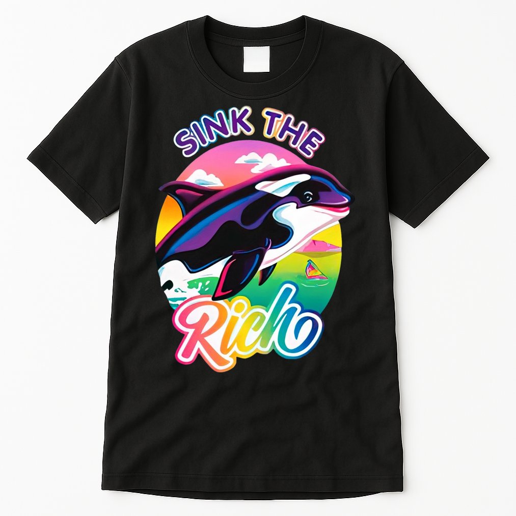 Sink The Rich Gladys Killer Whale The Yacht Sinking Orca Rainbow Tall T-Shirt