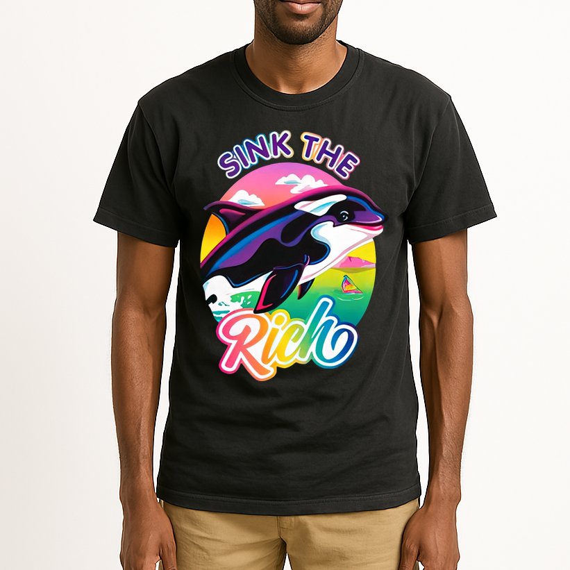 Sink The Rich Gladys Killer Whale The Yacht Sinking Orca Rainbow Tall T-Shirt