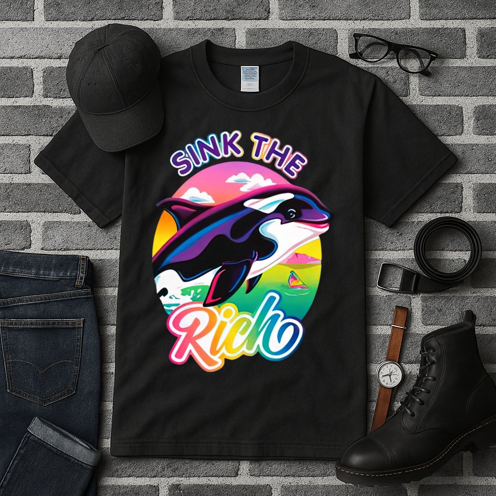 Sink The Rich Gladys Killer Whale The Yacht Sinking Orca Rainbow Tall T-Shirt