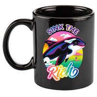 Sink The Rich Gladys Killer Whale The Yacht Sinking Orca Rainbow 11oz C Handle Ceramic Mug