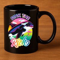 Sink The Rich Gladys Killer Whale The Yacht Sinking Orca Rainbow 11oz C Handle Ceramic Mug