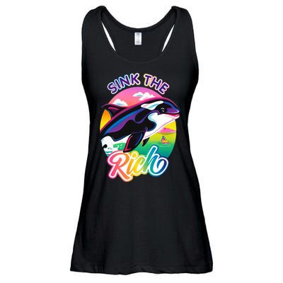 Sink The Rich Gladys Killer Whale The Yacht Sinking Orca Rainbow Ladies Essential Flowy Tank
