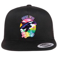 Sink The Rich Gladys Killer Whale The Yacht Sinking Orca Rainbow Flat Bill Trucker Hat