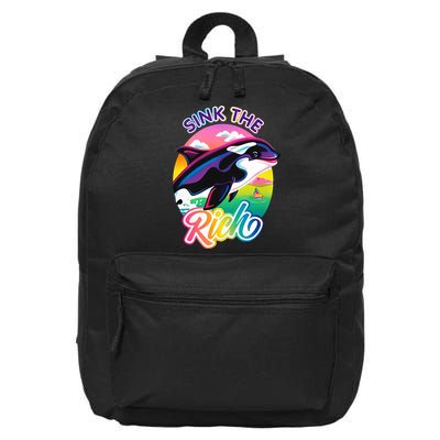 Sink The Rich Gladys Killer Whale The Yacht Sinking Orca Rainbow 16 in Basic Backpack