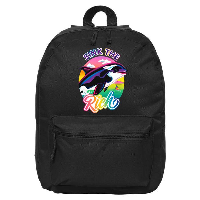 Sink The Rich Gladys Killer Whale The Yacht Sinking Orca Rainbow 16 in Basic Backpack