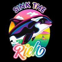 Sink The Rich Gladys Killer Whale The Yacht Sinking Orca Rainbow 16 in Basic Backpack