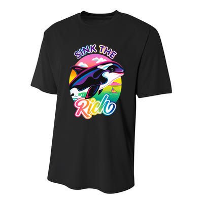 Sink The Rich Gladys Killer Whale The Yacht Sinking Orca Rainbow Youth Performance Sprint T-Shirt