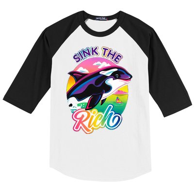 Sink The Rich Gladys Killer Whale The Yacht Sinking Orca Rainbow Baseball Sleeve Shirt