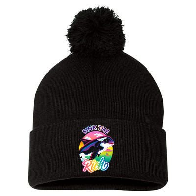 Sink The Rich Gladys Killer Whale The Yacht Sinking Orca Rainbow Pom Pom 12in Knit Beanie