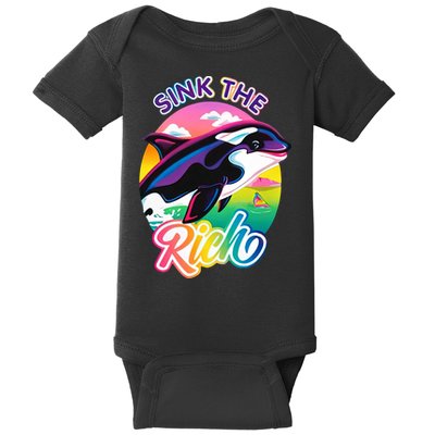 Sink The Rich Gladys Killer Whale The Yacht Sinking Orca Rainbow Baby Bodysuit