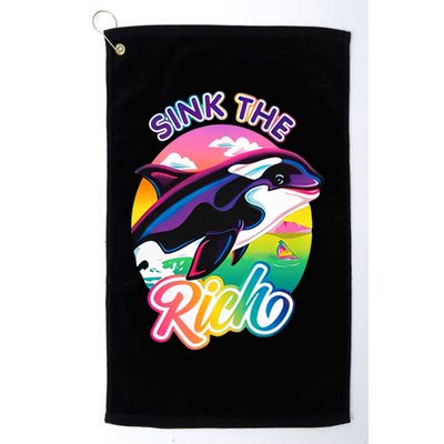 Sink The Rich Gladys Killer Whale The Yacht Sinking Orca Rainbow Golf Towel