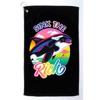 Sink The Rich Gladys Killer Whale The Yacht Sinking Orca Rainbow Golf Towel