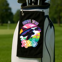 Sink The Rich Gladys Killer Whale The Yacht Sinking Orca Rainbow Golf Towel