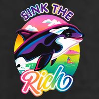 Sink The Rich Gladys Killer Whale The Yacht Sinking Orca Rainbow Golf Towel