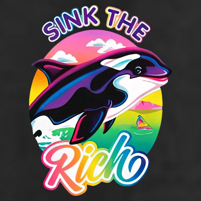 Sink The Rich Gladys Killer Whale The Yacht Sinking Orca Rainbow Golf Towel