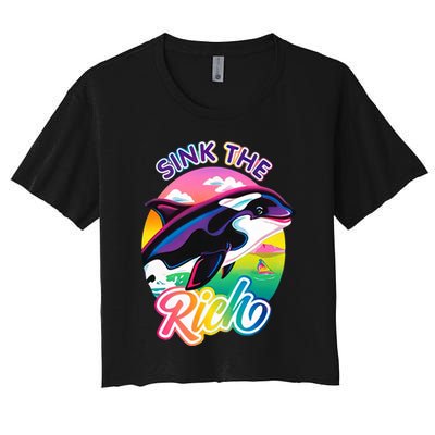Sink The Rich Gladys Killer Whale The Yacht Sinking Orca Rainbow Crop Top