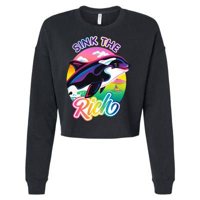 Sink The Rich Gladys Killer Whale The Yacht Sinking Orca Rainbow Cropped Pullover Crew