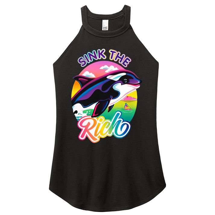 Sink The Rich Gladys Killer Whale The Yacht Sinking Orca Rainbow Women's Perfect Tri Rocker Tank