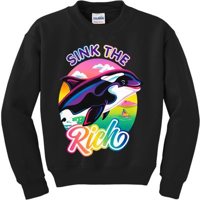 Sink The Rich Gladys Killer Whale The Yacht Sinking Orca Rainbow Kids Sweatshirt
