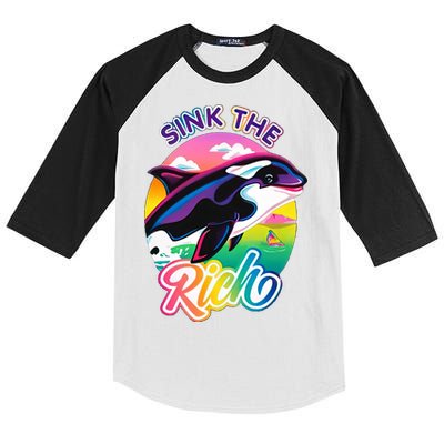Sink The Rich Gladys Killer Whale The Yacht Sinking Orca Rainbow Kids Colorblock Raglan Jersey
