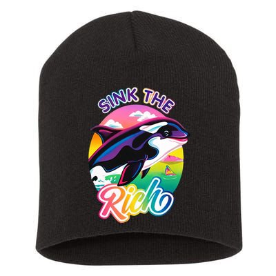 Sink The Rich Gladys Killer Whale The Yacht Sinking Orca Rainbow Short Acrylic Beanie