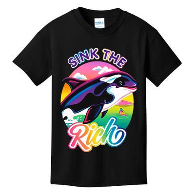 Sink The Rich Gladys Killer Whale The Yacht Sinking Orca Rainbow Kids T-Shirt