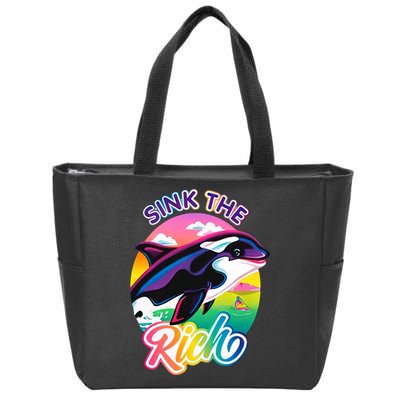 Sink The Rich Gladys Killer Whale The Yacht Sinking Orca Rainbow Zip Tote Bag
