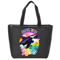 Sink The Rich Gladys Killer Whale The Yacht Sinking Orca Rainbow Zip Tote Bag