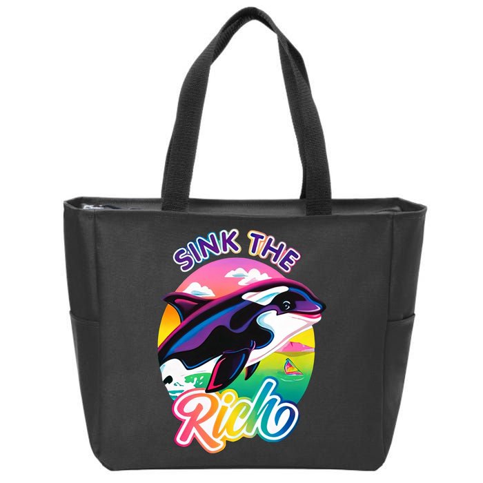 Sink The Rich Gladys Killer Whale The Yacht Sinking Orca Rainbow Zip Tote Bag