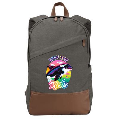 Sink The Rich Gladys Killer Whale The Yacht Sinking Orca Rainbow Cotton Canvas Backpack