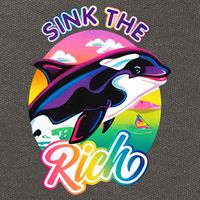Sink The Rich Gladys Killer Whale The Yacht Sinking Orca Rainbow Cotton Canvas Backpack