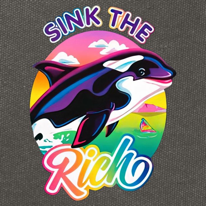 Sink The Rich Gladys Killer Whale The Yacht Sinking Orca Rainbow Cotton Canvas Backpack