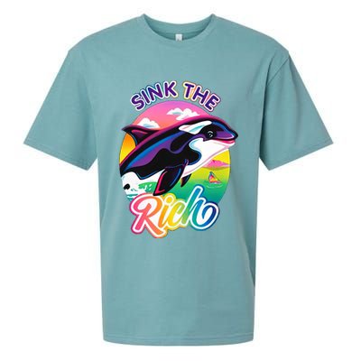Sink The Rich Gladys Killer Whale The Yacht Sinking Orca Rainbow Sueded Cloud Jersey T-Shirt