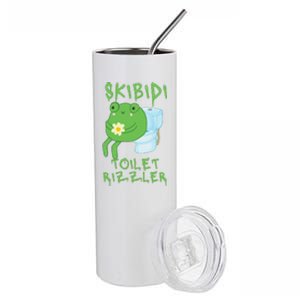 Skibid.I Toilet Rizzler Meme Frog Meme Forg Funny Memes Genz Stainless Steel Tumbler