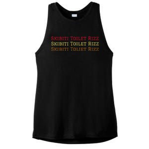 Skibiti Toilet Rizz Viral Influencer Brain Rot Slang Funny Ladies PosiCharge Tri-Blend Wicking Tank