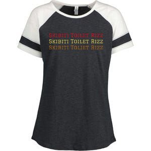 Skibiti Toilet Rizz Viral Influencer Brain Rot Slang Funny Enza Ladies Jersey Colorblock Tee